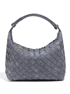 Vegan Leather Woven Shoulder Bag Hobo Purse Suede Handbag Top Handle